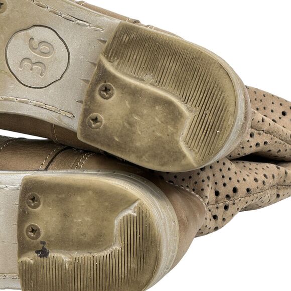 Eccellenza Donna Women's Slouchy Boot Perforated Brown Biker Leather Sz 36 Italy - Picture 7 of 9